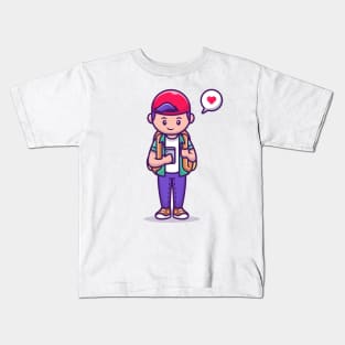 Cute Boy With Mobile Phone Kids T-Shirt